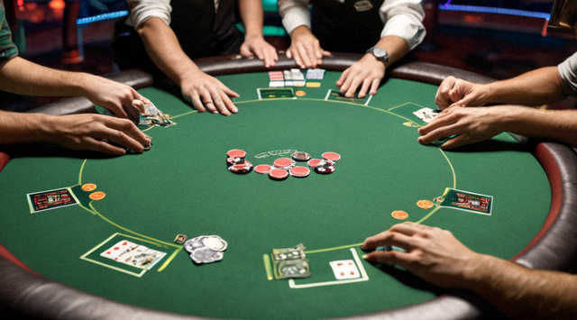 GGPOKER 赛事直播画面：绿色牌桌上多位选手正在进行牌局